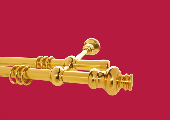 1490_0 Gardinenstange Messing 28 mm Modell Joseph I glatt doppel.