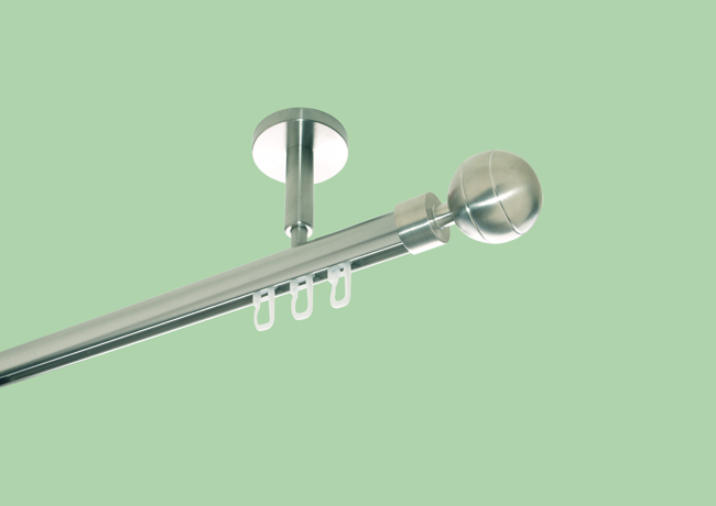 Gardinenstange Decke Edelstahl Innenlauf 20mm Rillenkugel 1lfg
