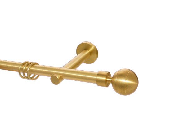 Gardinenstange Messing massiv matt 20 mm Modell Rillenkugel offen Gardinenstange Messing massiv matt 20 mm Modell Rillenkugel offen