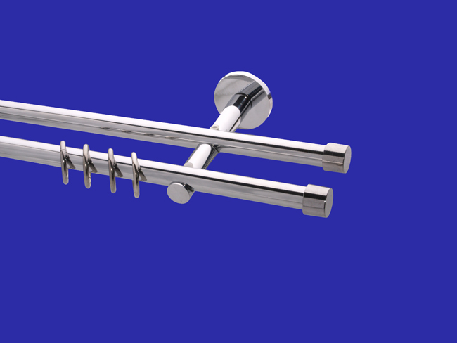 1118_0 Gardinenstange Chrom glanz 16mm Modell Kappe Träger 2