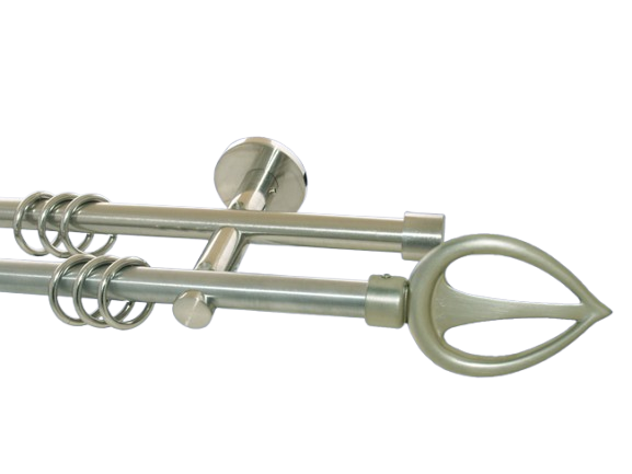 Gardinenstange doppell. Nickel geb. 16 mm Carinae Gardinenstange doppell. Nickel geb. 16 mm Carinae