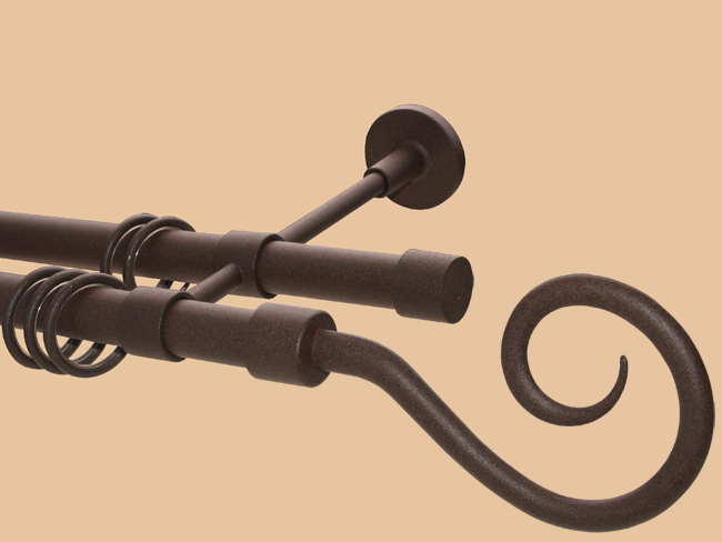 2-läufige Gardinenstange 20 mm Ø rost-Design