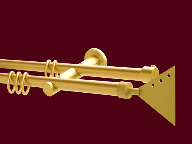 Gardinenstange doppell. Messing matt Design. 16 mm La Palma