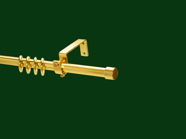 Gardinenstange Messing glanz Design 16mm Modell Kappe einf.Träg.