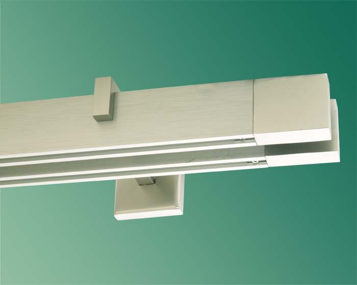 2618_0 Gardinenstange eckig Tereza Aluminium Edelstahldesign Innenlauf