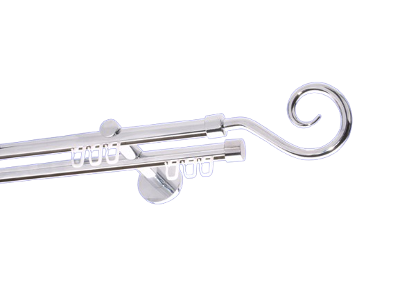 Gardinenstange Innenlauf Chrom glanz Design 16mm Modell Roma Gardinenstange Innenlauf Chrom glanz Design 16mm Modell Roma