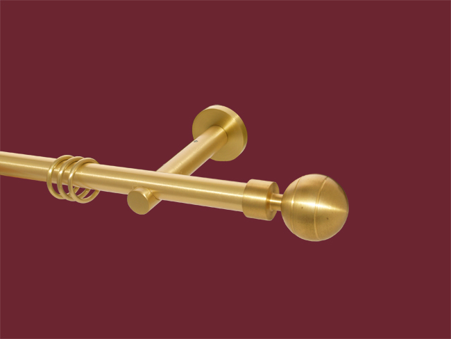 134_0 Gardinenstange Messing massiv matt 20 mm Modell Rillenkugel offen