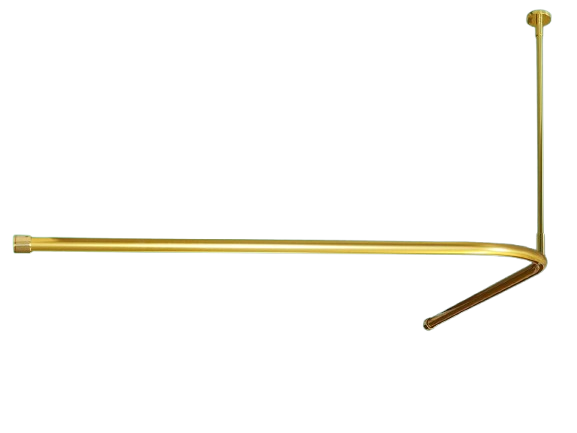 Duschvorhangstange Messing glanz über Eck barrierefrei