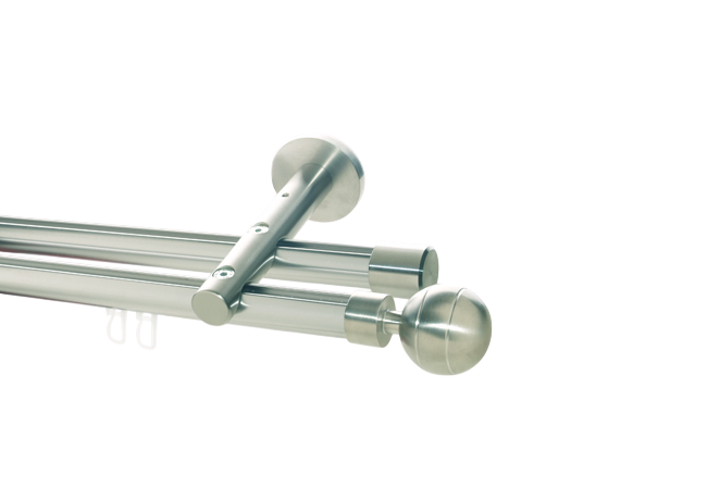 Gardinenstange Innenlaufsystem Edelstahl 20 mm Rillkugel doppel. Gardinenstange Innenlaufsystem Edelstahl 20 mm Rillkugel doppel.