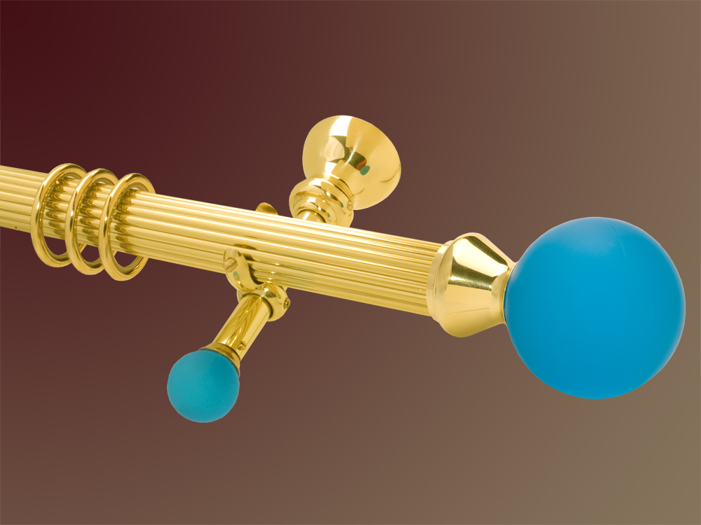 2384_0 Gardinenstange Messing massiv glanz kanneliert 35mm Glas Blue Ba