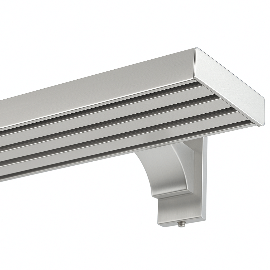 Gardinen-/ Flächenvorhangschiene mit Wandträger 4-lfg. Gardinen-/ Flächenvorhangschiene mit Wandträger 4-lfg.