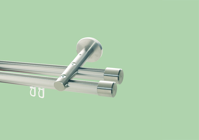 1473_0 Gardinenstange Innenlaufsystem Edelstahl 20 mm Kappe doppl.