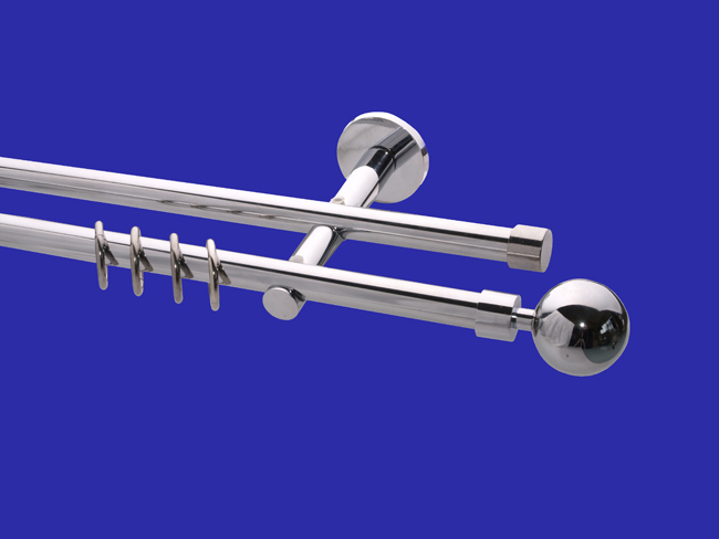 Gardinenstange Chrom glanz 16mm Modell Ball Träger 2