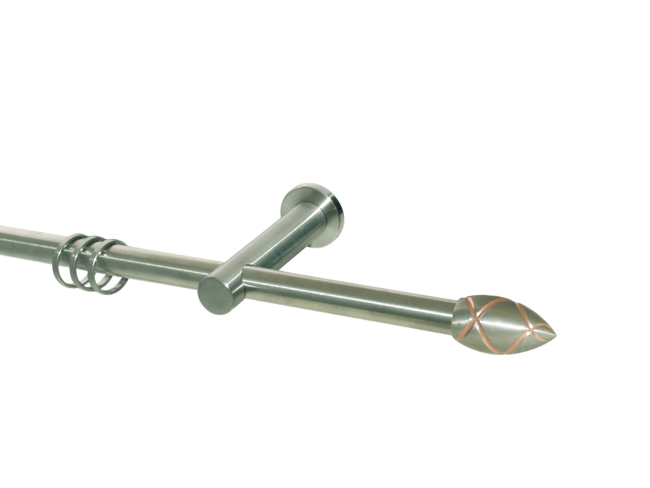 Gardinenstange Edelstahl Rundrohr 16mm Träne mit Kupfer Träger g