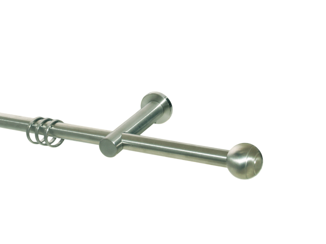 Gardinenstange Edelstahl Rundrohr 16mm Rillenkugel Träger geschl