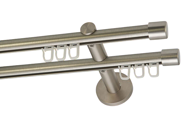 Gardinenstange Innenlaufsystem 16mm Edelstahl Design Kappe