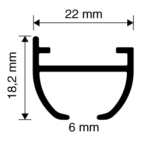 Aluminium Vorhangschiene 160 1 läufig 22mm x 18,2 mm 