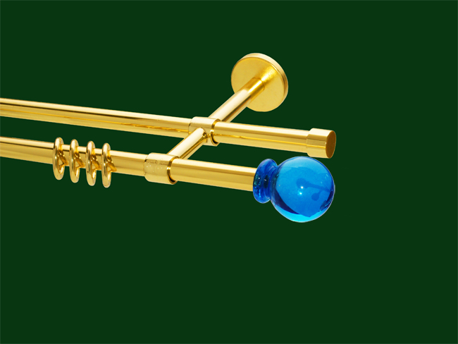 Gardinenstange Messing glanz Design 16mm Modell Ozeanblau