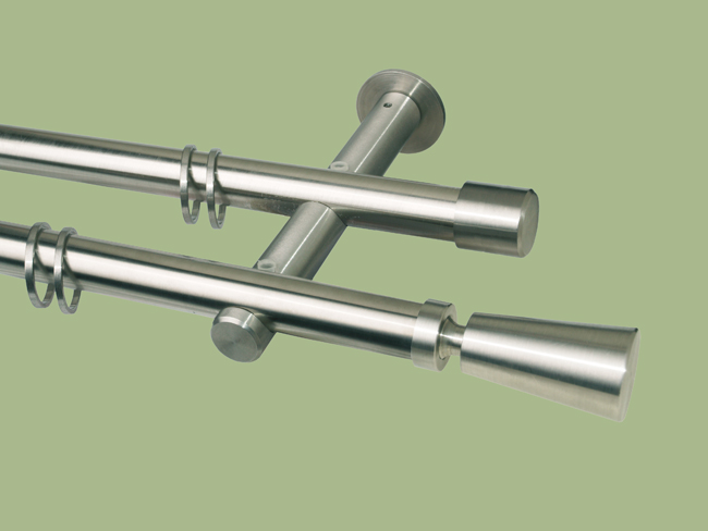 1428_0 Gardinenstange Edelstahl 20 mm Trapez doppelläufig