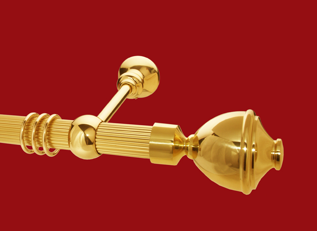 Gardinenstange Messing glanz 35mm Modell Igor II Rohr kanneliert