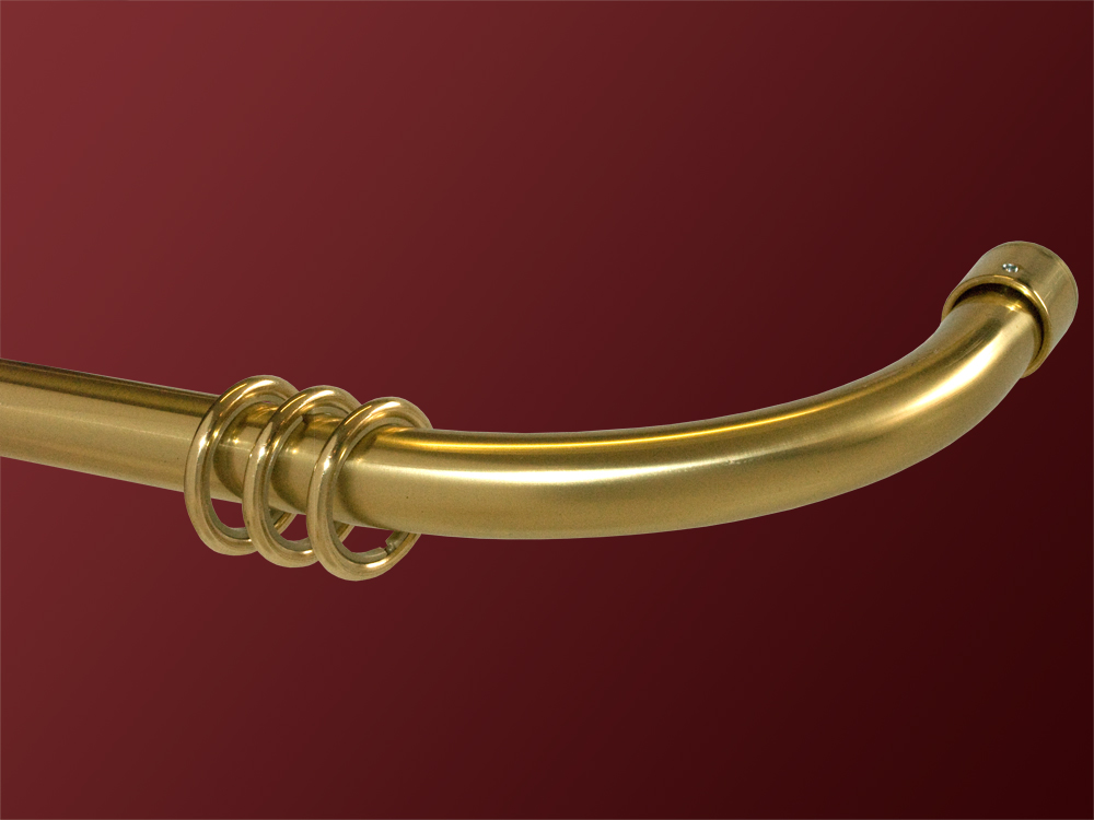 2508_0 Gardinenstange mit Bögen zur Wand verlaufend French Return Rod Messing glanz für Türvorhänge - Verdunkelungs Vorhänge