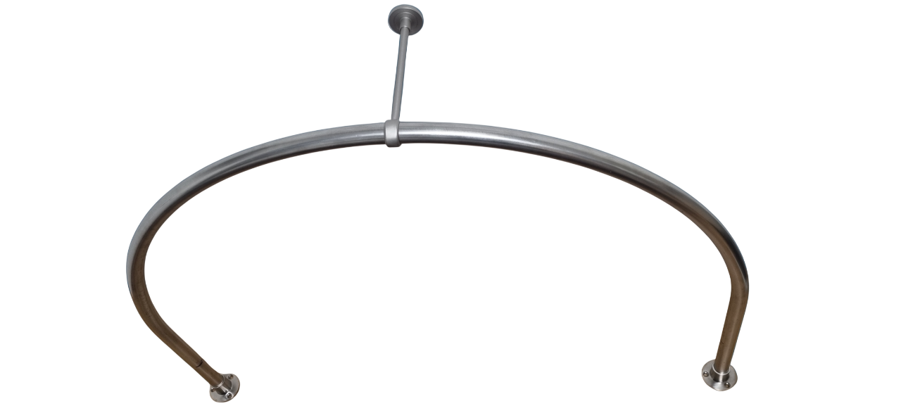 Vorhangstange halbrund 30 mm Edelstahl mit Deckenträger 24 cm