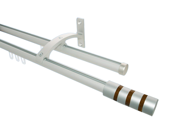 Gardinenstange Aluminium Silber Zylinder 2lfg