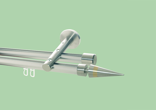 1472_0 Gardinenstange Innenlaufsystem Edelstahl 20 mm Kegel gold doppl.