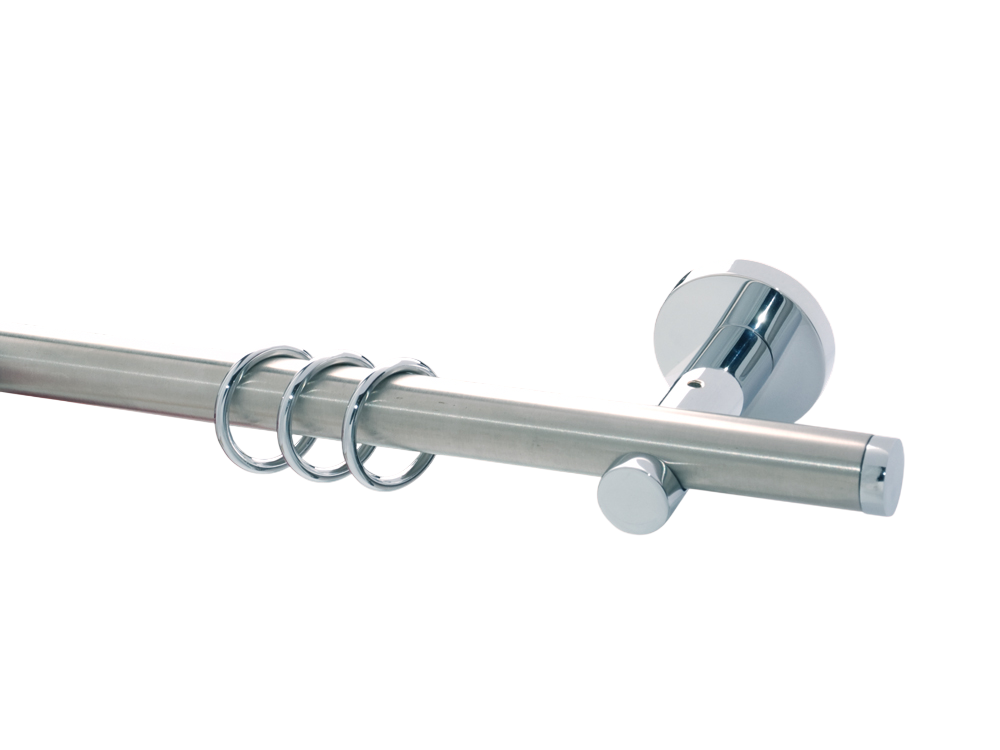 Gardinenstange Chrom glanz Edelstahl gebürstet 20mm Modell Kappe
