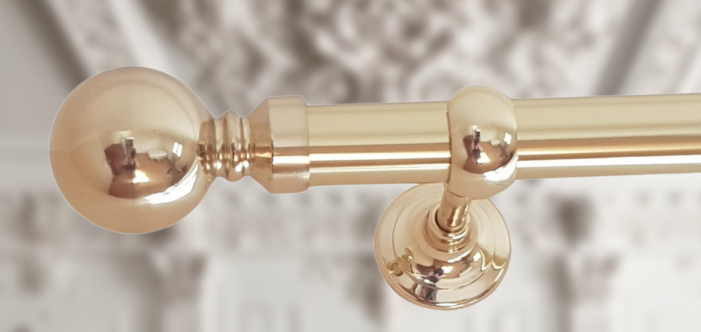 Gardinenstange Messingmassiv glanz 30 mm Modell Kugel