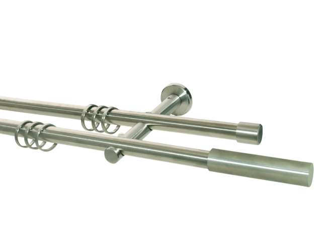 Gardinenstange Edelstahl Rundrohr 16mm Zylinder doppelläufig