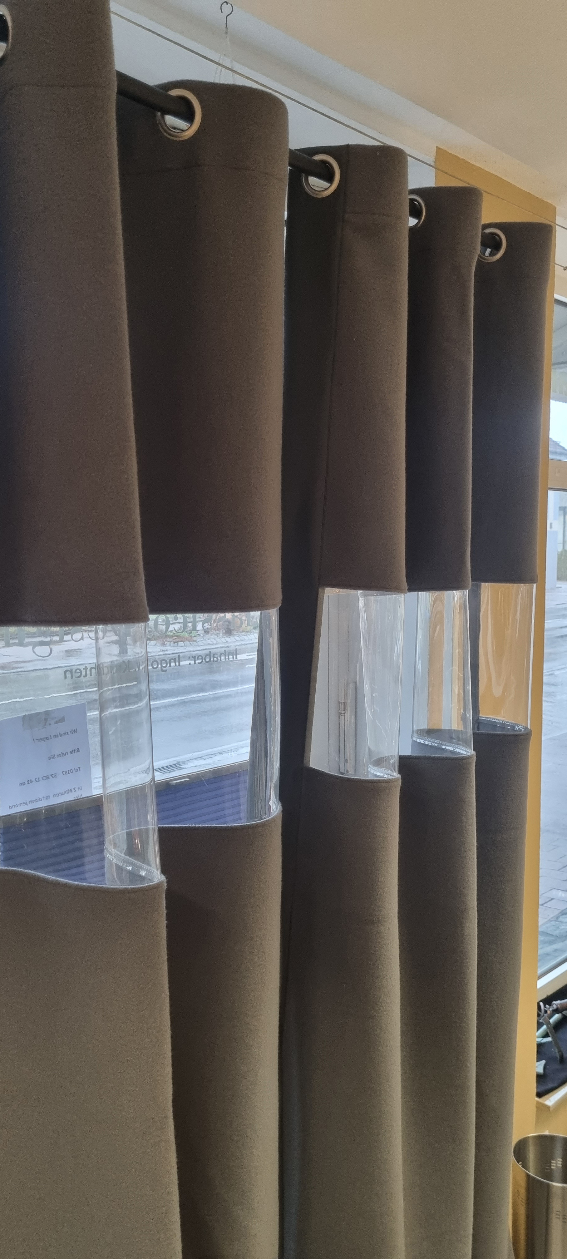 Windfang Vorhang Gastro Vorhang Kälteschutzvorhang aus Schurwolle mit Sichtfenster anthrazit