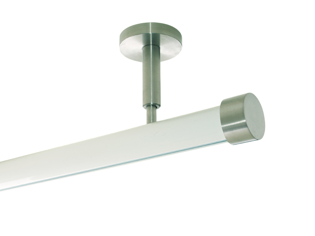 Gardinenstange Innenlauf weiß 28 mm Kappe mit Deckenträger