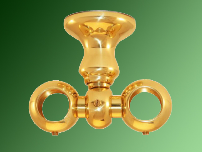 Deckenträger doppelläufig messing glanz für Gardinenstangen 20mm