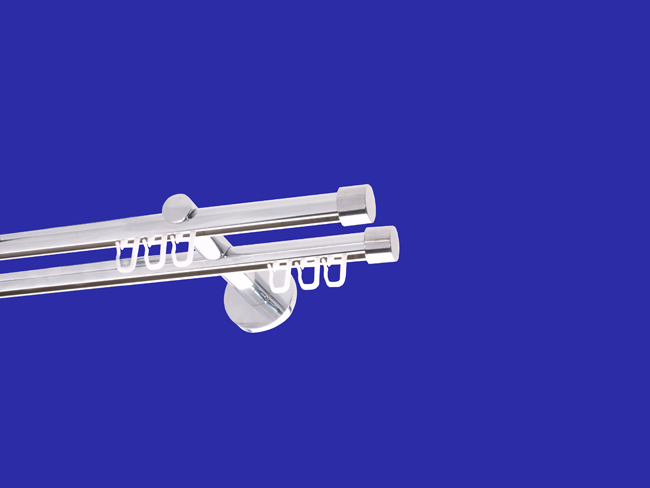 1109_0 Gardinenstange Innenlauf Chrom glanz Design 16mm Modell Kappe