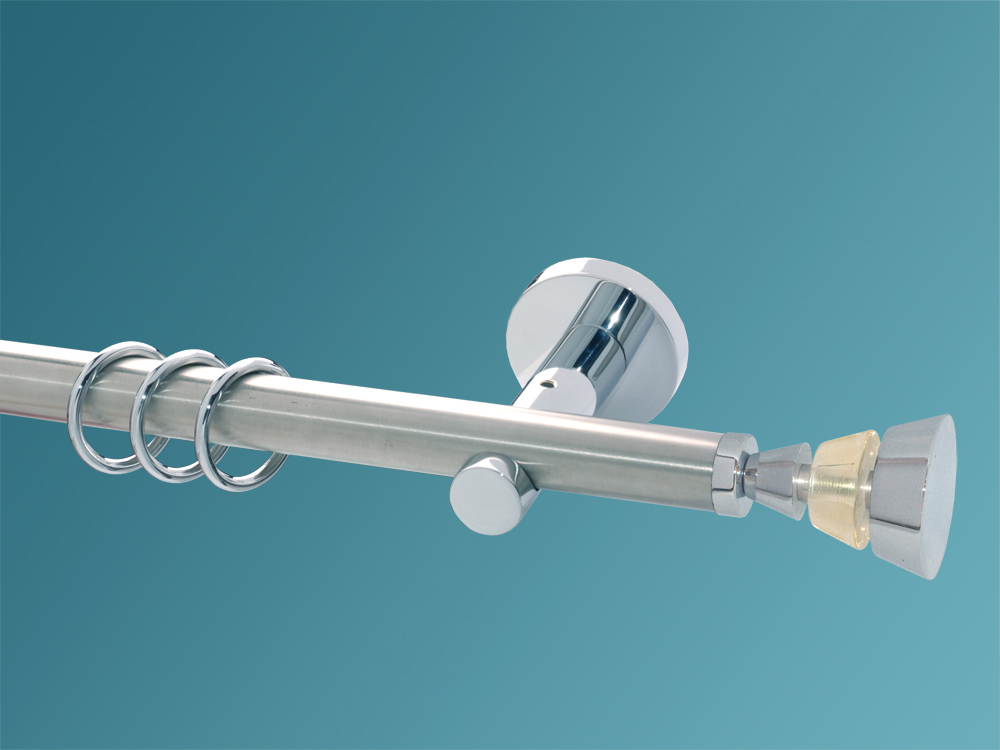 Gardinenstange Chrom glanz Edelstahl gebürstet 20mm Modell Trape