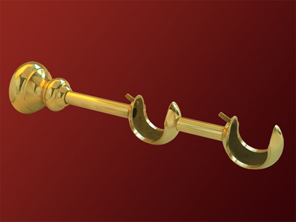 2568_0 Wandträger offen Messing massiv glanz 2lf für 40mm Rohr