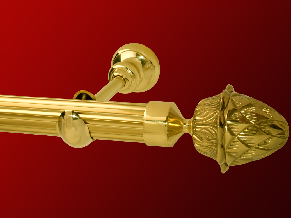 2455_0 Gardinenstange Messing massiv glanz 40 mm Modell Pinie kanneliert