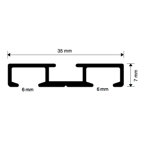 Gardinenschiene Modell 200 2 läufig 35 x 7 mm
