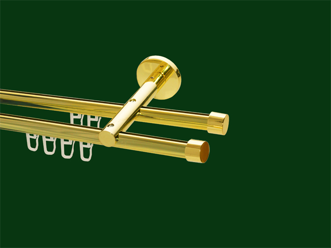 1015_0 Gardinenstange Innenlauf Messing glanz Design 16mm Modell Kappe