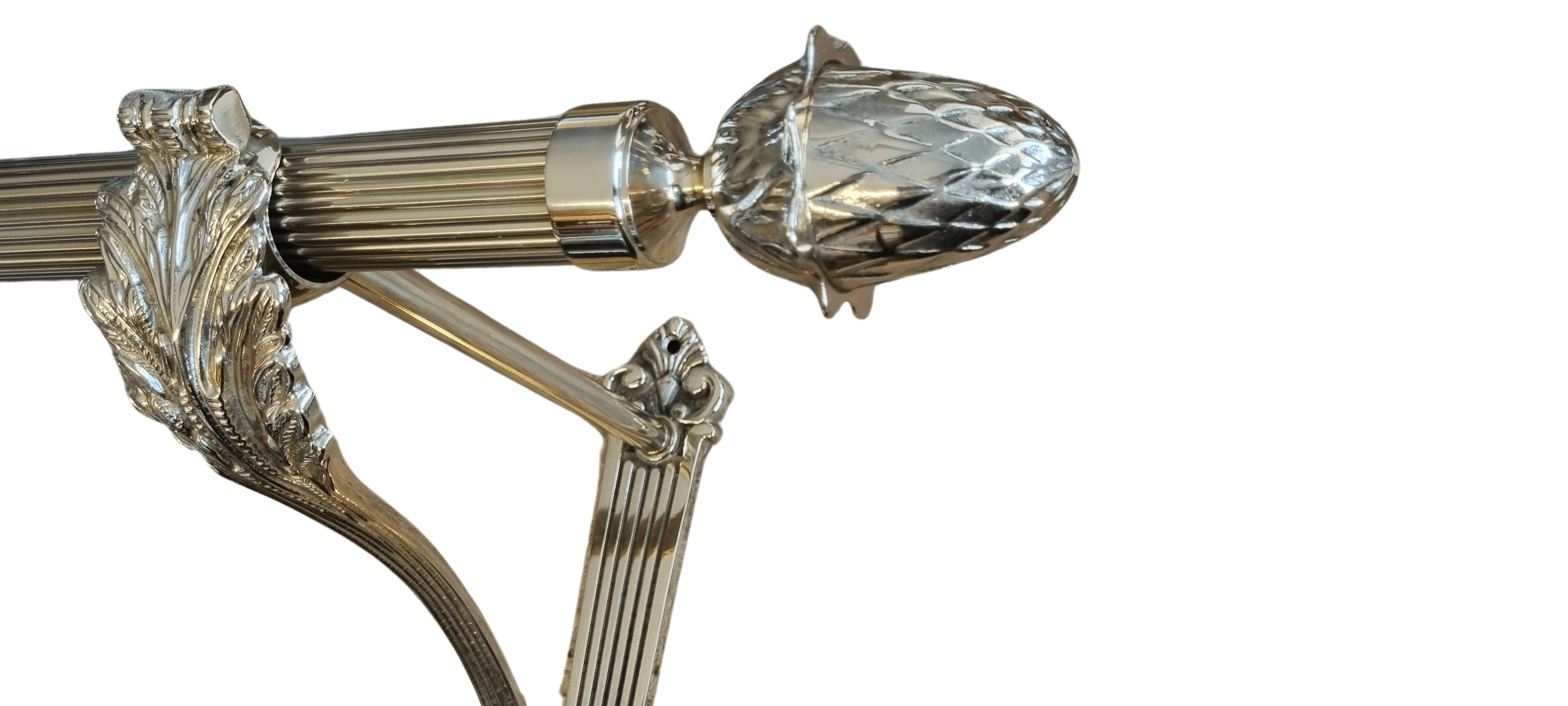 Messing Gardinenstange glanz 35 mm Ø mit Konsolenträger