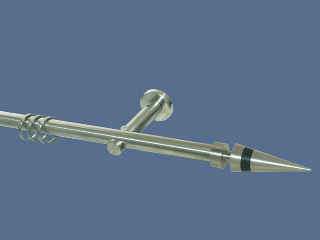 Gardinenstange Edelstahl Rundrohr 16mm Kegel Excl. schwarz einl. Gardinenstange Edelstahl Rundrohr 16mm Kegel Excl. schwarz einl.