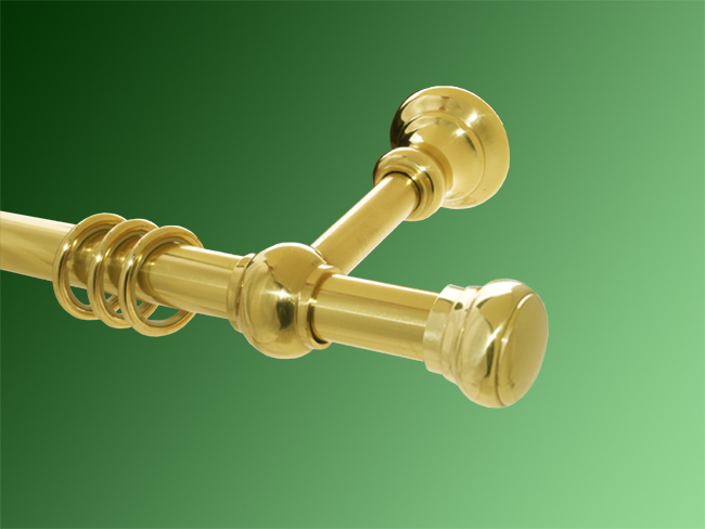 1865_0 Moderne Gardinenstange Messing glanz 1-läufig 20 mm