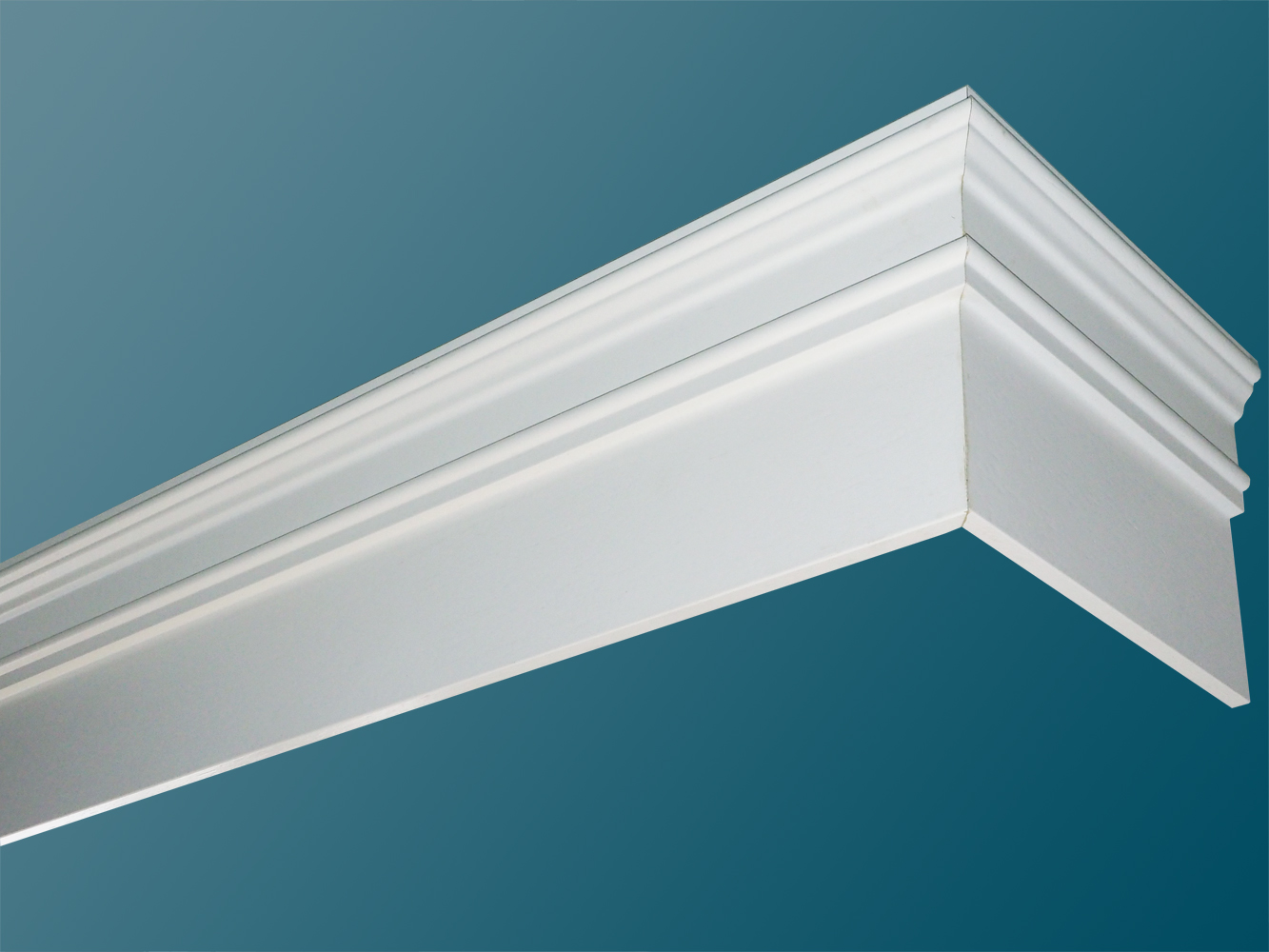 2598_1 Gardinenschiene mit Holz Blende 15cm 3lauf