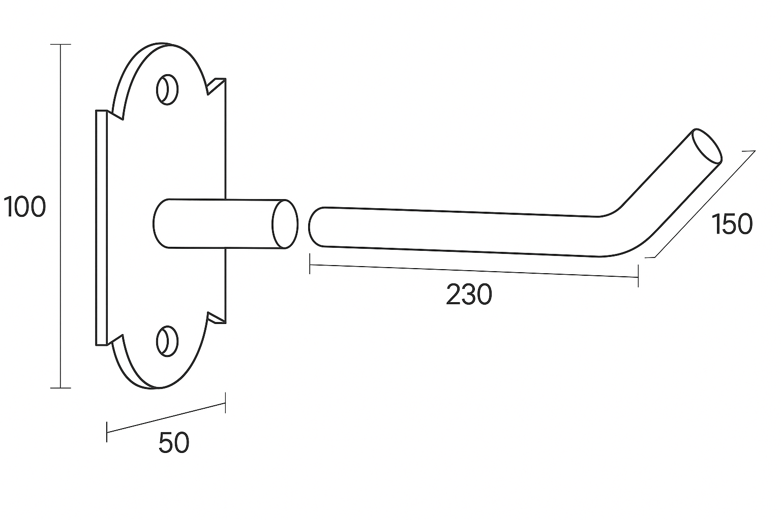 Gardinenstange Eisen mit Bogen zur Wand 20mm schwarz Gardinenstange Eisen mit Bogen zur Wand 20mm schwarz