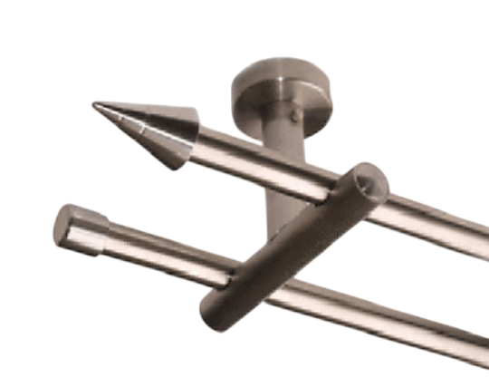 Gardinenstange Edelstahl 16mm doppelläufig mit Deckenträger Mode Gardinenstange Edelstahl 16mm doppelläufig mit Deckenträger Mode