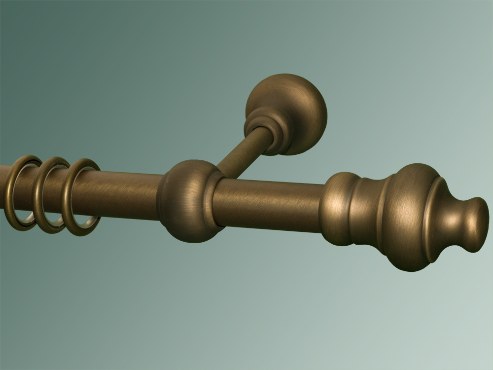 2479_0 Gardinenstange Messing antik 28 mm bronziert Modell Joseph