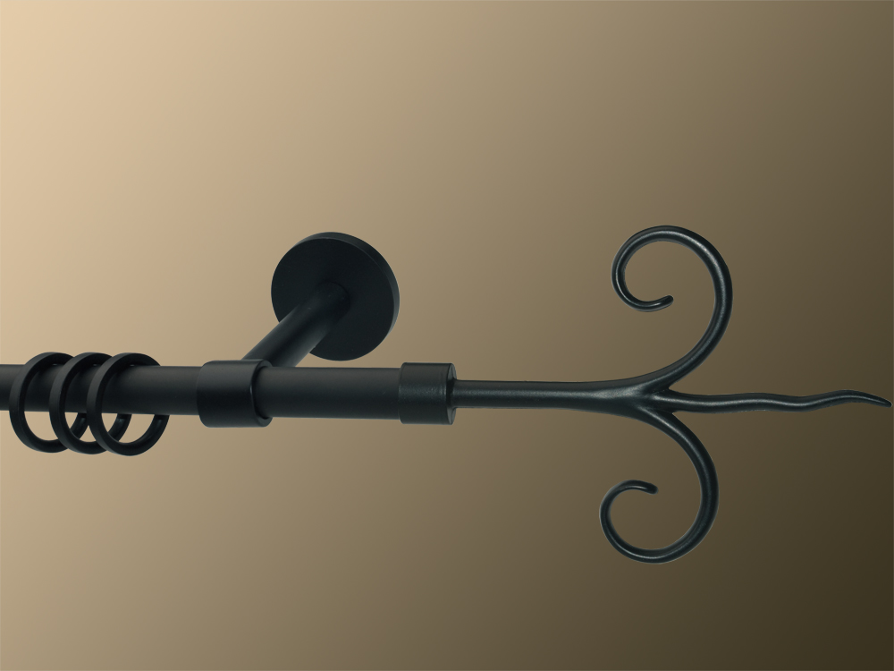 Gardinenstange Eisen schwarz 16mm Modell Santos