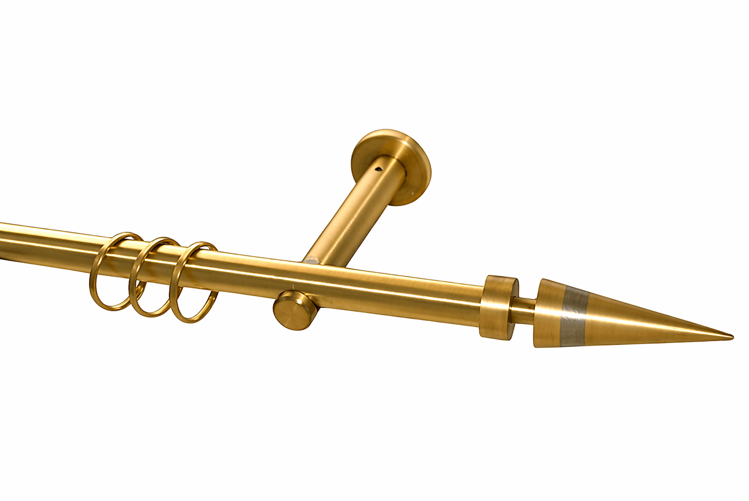 Gardinenstange Kegel bicolor 1-lfg Messing matt massiv 16 mm Ø Gardinenstange Kegel bicolor 1-lfg Messing matt massiv 16 mm Ø