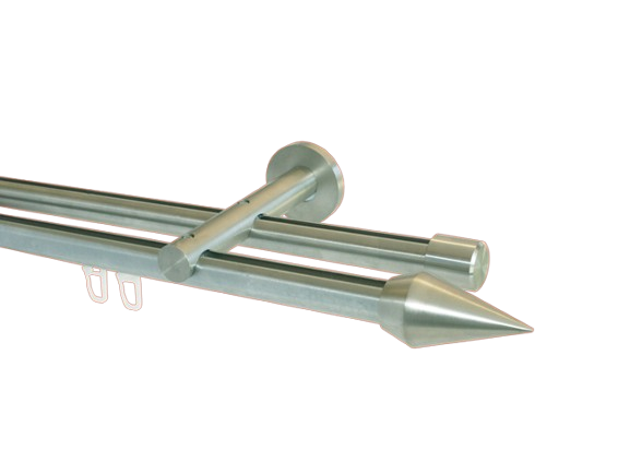 Gardinenstange Innenlauf doppel. Edelstahldesign 20 mm Armando